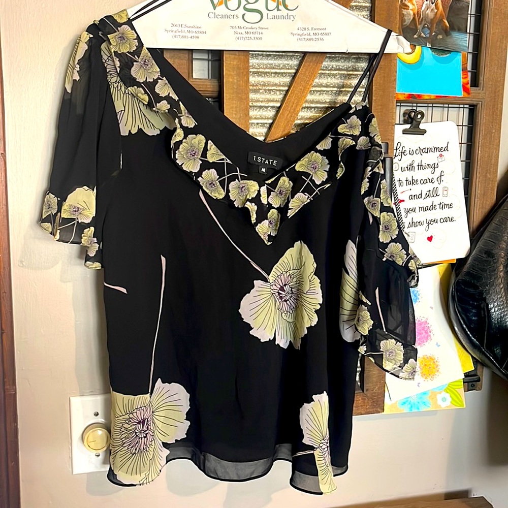 1st state flowered off shoulder blouse
